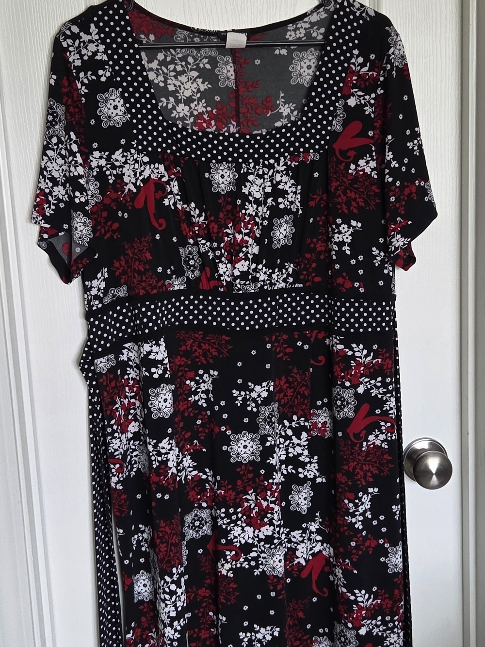 Perseption Black, White & Red Floral Maxi Dress